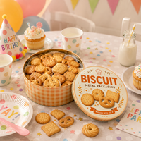 Boîte ronde en fer blanc hermétique de qualité alimentaire, personnalisable, pour biscuits, vente en gros, conteneur de stockage alimentaire pour boulangerie et coffret cadeau