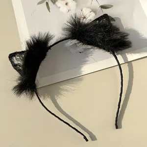 Halloween Cat Furry Ears Hairband Lace Cosplay Hair Accessories Hair Pin Party Performance Props Women Headband