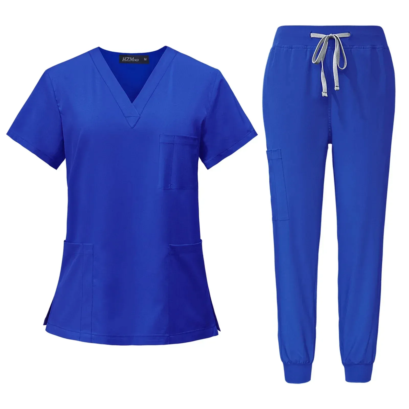 OEM 로고 의료 병원 반소매 치과 의사 스크럽 여성 간호사 유니폼 스크럽 세트 탑 바지 스크럽 유니폼 세트