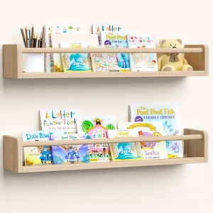 Natural Wood Floating <b>Shelves</b> Wood Floating <b>Shelves</b> Wall Book <b>Shelves</b> Multi-Use Wall-Mounted Bookshelves - Product Image 1