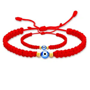 Pulseras de hilo rojo 루시 여성 왁스 코튼 블루 아이 팔찌 매력 짠 얇은 붉은 문자열 스레드 붉은 로프 팔찌