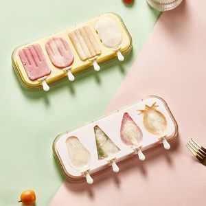 <b>Ice</b> <b>Cream</b> Molds Plastic 4 Cavities Removable Lid Household Popsicle <b>Maker</b> For Kids And Family Use - Product Image 3