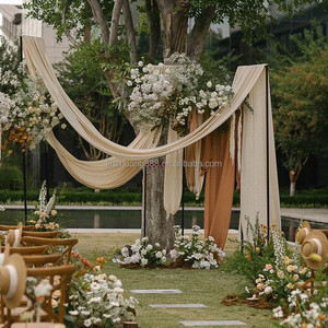 Décoration de scène de mariage de style chinois moderne en gros, rideau de tulle élastique pour plafond pour les événements de salle de banquet - Product Image 1