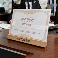 Support de Présentation Portable de Luxe avec Base en Bois, Présentoir de Bureau, Support de Cartes, Décoration de Table pour Magasin et Bureau