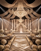 Accessoires de mariage : Luminaires de plafond, Boules de fleurs, Murs de fleurs, Panneaux de chemin de mariage, Décorations de table, Murs de fleurs, Sélection de composition à choix unique