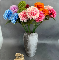 Fleurs de Dahlia artificielles réalistes faites à la main en soie et plastique, à 3 têtes, pour mariage, Saint-Valentin, auditorium, décoration intérieure, vente en gros