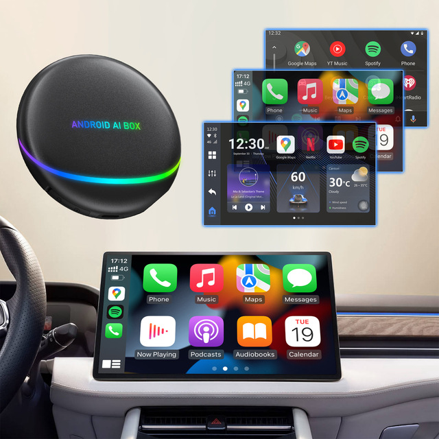 S47 Wireless CarPlay Adapter Wired to Wireless Car Play Dongle Support Android Auto 5G WiFi Bluetooth 5.0 Plug and Play for Car