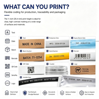 Imprimante jet d'encre manuelle multifonction portable pour grands caractères 25,4 mm, codes QR, tubes en carton, impression de date et de logo