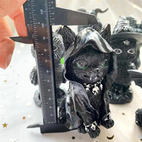 Nouvelle Figurine de chat noir en résine sculptée à la main pour Halloween