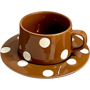 Juego <span class=keywords><strong>de</strong></span> Tazas <span class=keywords><strong>de</strong></span> Café <span class=keywords><strong>de</strong></span> Porcelana con Diseño <span class=keywords><strong>de</strong></span> Lunares Coreanos Solhui, con Bandeja, Apto para Microondas y Lavavajillas, Regalo Creativo para Parejas - Product Image 1