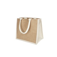 Sacs fourre-tout en jute personnalisés avec logo, poignées en coton, écologiques et réutilisables pour mariages et courses - Fermeture à bouton