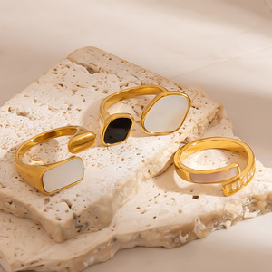 Geometric Open <b>Ring</b> Women's Fashion Jewelry U Shape Gold Tone Irregular Design Gift Accessory - Product Image 1