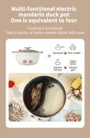 Casserole électrique à grande capacité 2 en 1 |   Appareil de cuisine multifonctionnel pour les dîners en famille et les fêtes