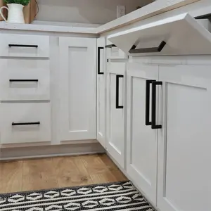 Noir moderne en acier inoxydable tiroir poignée matériel armoire bouton tirer pour armoires de cuisine meubles commode placard poignées