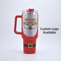 Cadeau de Noël : Ensemble de tasses à café isothermes sous vide en acier inoxydable 40oz, 8 couleurs, avec poignée motif dessin animé et paille, vente en gros