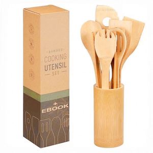 Juego de Ocho Utensilios de Cocina de Bambú, Espátula Antiadherente, Cuchara para Sopa, Personalización con Logotipo - Product Image 1