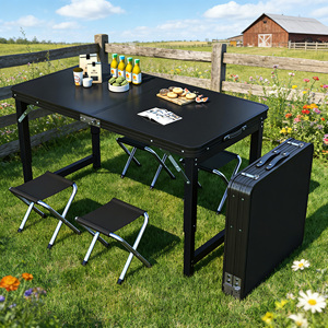 <span class=keywords><strong>Mesa</strong></span> Plegable <span class=keywords><strong>con</strong></span> 4 <span class=keywords><strong>Sillas</strong></span>, Juego de <span class=keywords><strong>Mesa</strong></span> de Picnic de Aluminio <span class=keywords><strong>para</strong></span> Acampar, <span class=keywords><strong>para</strong></span> Fiestas en la Playa y Eventos - Product Image 5