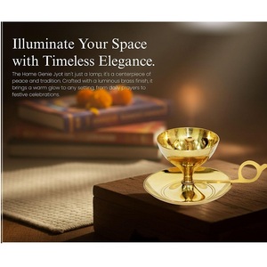 Pure Brass Diya Jyot Plate Handle Handcrafted Indian Oil <b>Lamp</b> Pooja Aarti Festival Wedding Decor Traditional Home Temple <b>Glitter</b> - Product Image 4