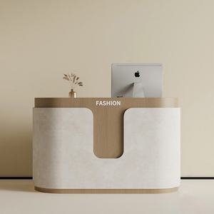 Modern Corner Round Hotel 2 Person Reception <b>Desk</b> Beauty Salon With Cashier Counter Cheap White Reception Table for Office <b>Desk</b> - Product Image 5