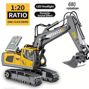 Excavadora RC <span class=keywords><strong>a</strong></span> <span class=keywords><strong>Escala</strong></span> 1:20, 11 Canales, 2.4G, Control Remoto de Aleación, Camión de Construcción con Rotación de 680 Grados, Luz y Sonido - Product Image 2