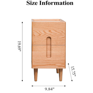 Mid Century Minimalist Solid Wood Side End <strong>Table</strong> Wooden <strong>Narrow</strong> Nightstand <strong>with</strong> 2 <strong>Drawers</strong> - Product Image 6