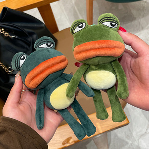 Llavero de peluche de rana triste y fea, <span class=keywords><strong>Pepe</strong></span> Frog de labios grandes, colgante de animal de peluche, adorno para mochila, regalo de cumpleaños para amigo - Product Image 4