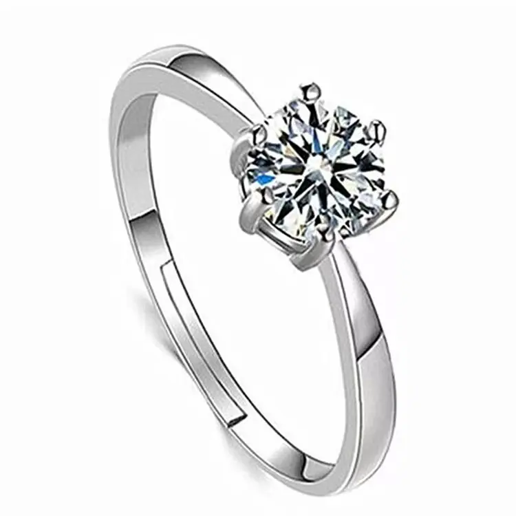 Six Claw Real Moissanite Diamond Rings for Women Platinum Plated Sterling Silver D Color Engagement Jewelry 2023