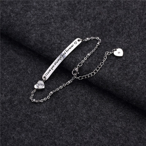 Bracciale in acciaio inox personalizzato inciso con catena regolabile oro rosa zircone pietra argento placcato gioielli per <span class=keywords><strong>coppia</strong></span> - Product Image 3
