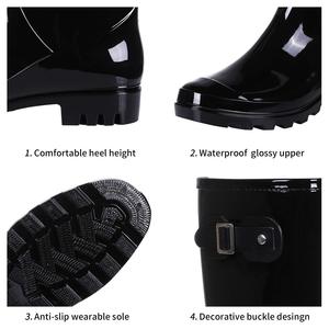 Bottes <span class=keywords><strong>de</strong></span> <span class=keywords><strong>pluie</strong></span> hautes Bottes <span class=keywords><strong>de</strong></span> <span class=keywords><strong>pluie</strong></span> à boucle latérale en PVC imperméable et brillant pour <span class=keywords><strong>femme</strong></span> - Product Image 6