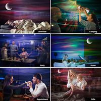 Projecteur LED moderne à brancher pour télécommande de haut-parleur, lumière lune étoile galaxie nord aurore boréale pour chambre et home cinéma