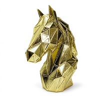 Ornement en résine tête de cheval dorée élégant et luxueux, artisanat écologique pour l'entrée et la décoration de la maison