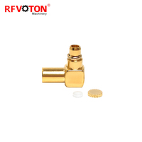 Conector Coaxial RF MMCX Macho Chapado en Oro de 90 Grados en Ángulo Recto para Cable SS405 RG405, Suministro de Fábrica