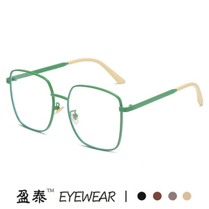 กรอบแว่นตาโลหะทรงสี่เหลี่ยม สีเขียวมิ้นท์ กรอบเต็ม ป้องกันแสงสีฟ้า เลนส์เปล่าสำหรับทุกเพศ 0820 - Product Image 4