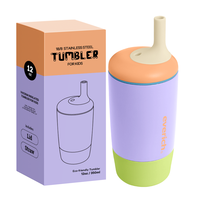 Logo personnalisé Kids 14oz flacon isolé sous vide bouteille d'eau en acier inoxydable avec couvercle de paille étanche conception ODM