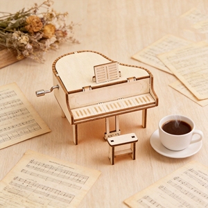 Caja de música de madera 3D, modelo de instrumento de ensamblaje propio, caja de música con manivela para manualidades educativas, regalo DIY. - Product Image 6
