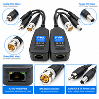 Balun vidéo et audio passif PVA pour CCTV, transmetteur-récepteur BNC RCA DC vers RJ45 pour caméra DVR sur paire torsadée Cat5e Cat6