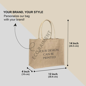 กระเป๋าช้อปปิ้งผ้ากระสอบแบบมีหูหิ้ว ขนาดใหญ่ ปิดด้วยซิป ราคาส่ง ถูก รับสกรีนโลโก้ตามแบบ - Product Image 6