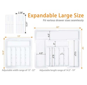 Có thể điều chỉnh chiều rộng và chiều dài nhựa dao kéo tổ chức khay nhà bếp mở rộng đồ dùng dao kéo Flatware ngăn kéo tổ chức - Product Image 5