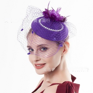 Boda <span class=keywords><strong>novia</strong></span> <span class=keywords><strong>velo</strong></span> pastillero perla tocados sombreros - Product Image 4