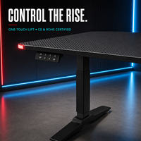 Bureau de jeu électrique réglable en hauteur à moteur unique AOR, surface en fibre de carbone, certifié CE RoHS, vente en gros usine