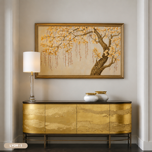 Arte Mural HALO Vietnam Gold Leaf Art Deco, Pintura de Lámina Metálica Hecha a Mano, Lujo, OEM ODM, Multipieza, para Proyectos de Hoteles, Villas y Oficinas - Product Image 2