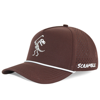 Casquette de baseball unisexe personnalisée HN10 à 5 panneaux, performance, logo brodé, trous découpés au laser, casquette de sport imperméable, casquette en polyester avec cordon