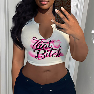 Fabricants de vêtements personnalisés Femmes Sexy Casual Summer Eco-Friendly Crop Tops Loose Fit O Neck Respirant Printed Tank Tops - Product Image 5