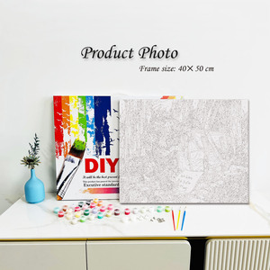 Paint by Numbers Canvas Kit Dog with Blue Bandana and Math Paper Rectangle Cartoon Animal Art DIY Handmade Digital Printing - Product Image 2