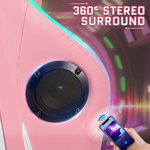 Chaises de jeu pas chères, 1 pièce, livraison gratuite, chaises de jeu à dossier haut, chaise de jeu vidéo colorée, RGB rose blanc, avec haut-parleurs <span class=keywords><strong>Bluetooth</strong></span> - Product Image 4