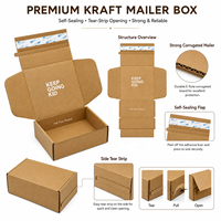 Boîte d'emballage en carton ondulé personnalisée de luxe en papier kraft avec bande auto-adhésive, boîtes d'expédition de voyage avec sac en papier