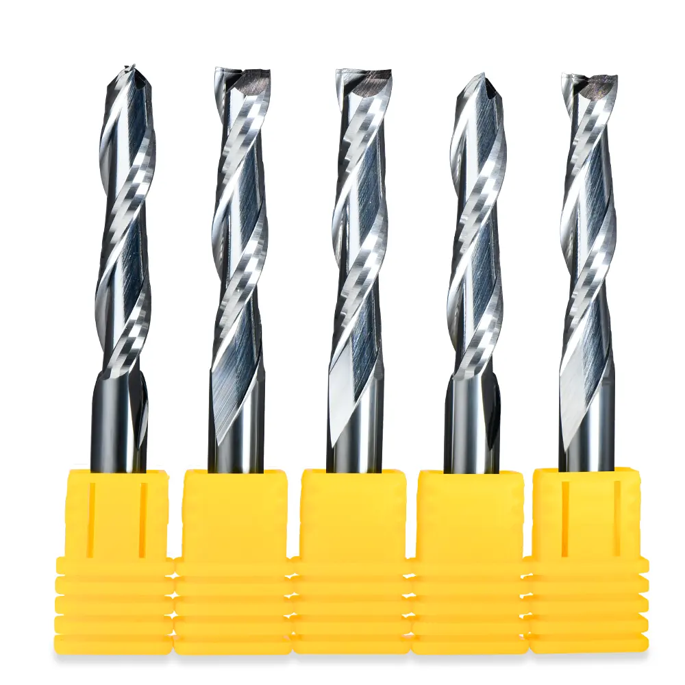 Lanke hot-sale all sizes Solid Carbide 2 Flutes Spiral Milling Cutter cnc bits wood tools up-cut Router Bits end mill