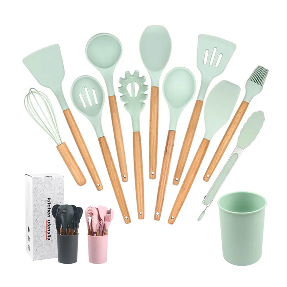 Wholesale Custom Kitchen Utensils Food Tong Multipurpose Kitchenware Kitchen Silicone Oil Brush Spatula Spoon Set