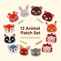 Lot de 12 patchs autocollants en forme de têtes d'animaux pour vêtements, chapeaux, sacs, chaussettes, usage quotidien pour cadeaux DIY, activités commerciales, décoration