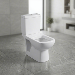 Ensemble WC en céramique deux pièces avec couvercle de siège, modèle carré à double chasse, raccords LLC inclus - Product Image 6